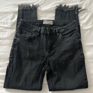 Free People black cropped straight leg jeans